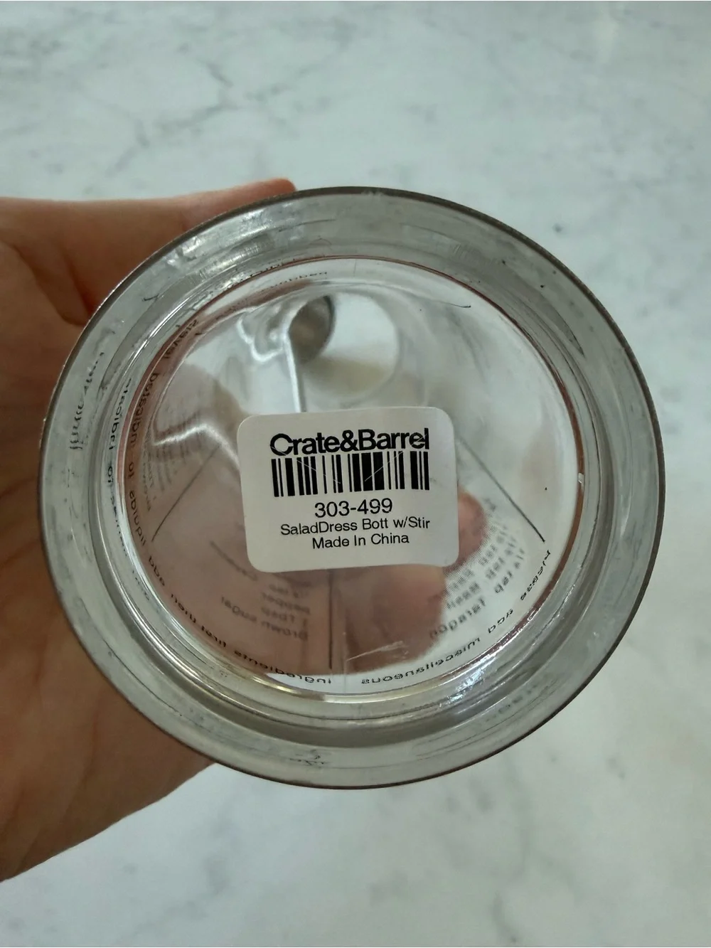 Crate & Barrel Salad Dressing Recipe Bottle with Stirrer